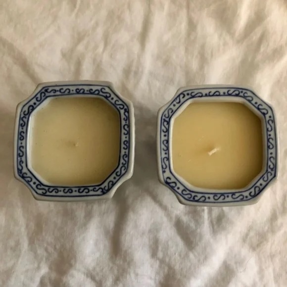 Chinoiserie mini cachepot plant pot with unscented candles inside unused Bombay - Picture 6 of 7